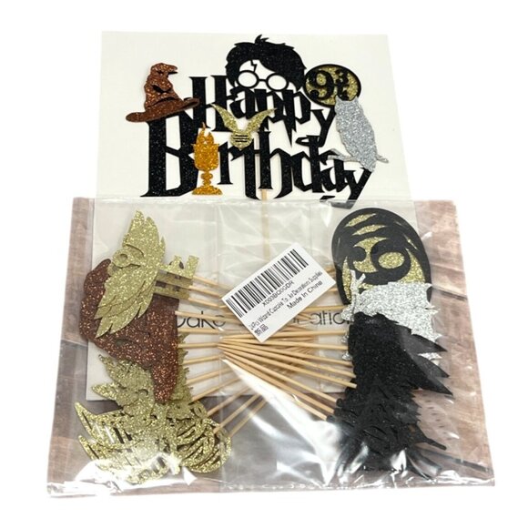 25 PIECE HARRY POTTER Birthday DECOR W GLITTERY Cupcake Picks HARRY POTTER OWL - Picture 4 of 4